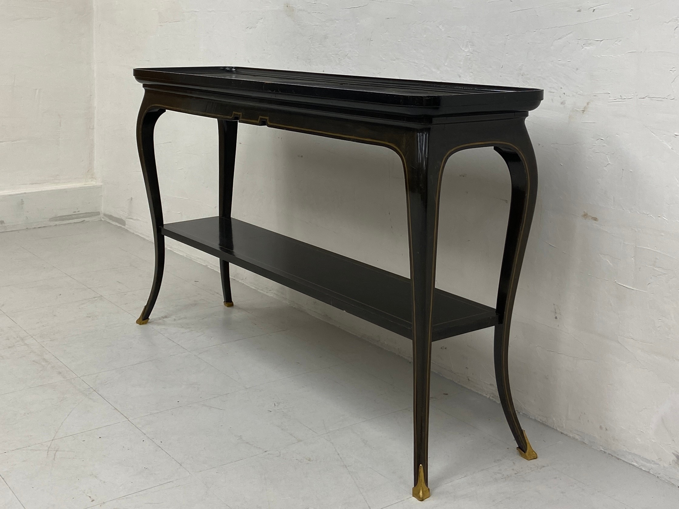 A 20th century Louis XV style console or side table possibly by Maison Jansen having a black - Image 4 of 6