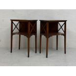 A pair of 20th century Georgian style mahogany side or bedside tables each having a rectangular