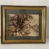 A C.1900 ink and sepia wash study titled 'Nightingale Lane, Clapham', signed Phillips to the lower