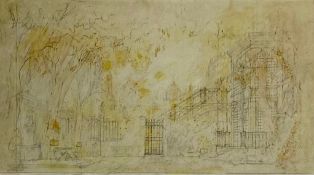 Benito Montresor (1926-2001), a large mixed media work on paper with architectural motifs titled 'Do