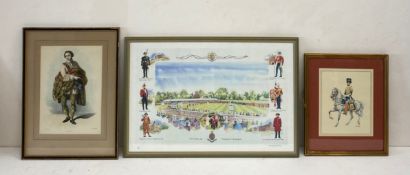 Three prints to include a lithographic portrait titled 'Olgilvie' along with a signed lithograph