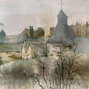 A 20th century watercolour titled 'Donnington Brewery' by Suzanne Jones, signed to the lower left in