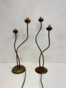 Two similar contemporary twin branch metal table lamps. H.59cm