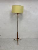 A 1960's vintage teak and brass lamp standard. H.170cm