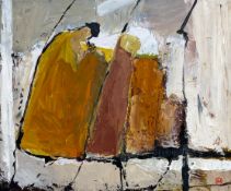 A contemporary abstract impasto oil on board, signed with the artist's monogram to the lower right