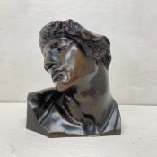 After Michelangelo's Dying Slave, a bronze bust. H.15 W.14cm