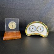Two vintage clocks to include a 20th century Seth Thomas 8-day mantle clock with a silvered dial set
