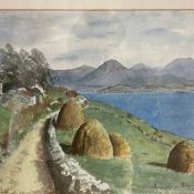 A contemporary watercolour depicting Diamond Mountain, Connemara, signed R.A.P. and dated 1983 to