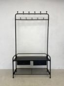 A contemporary metal framed industrial style hallstand with coatrack. 186x104x35cm