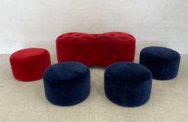 A collection of contemporary upholstered footstools. 40x101cm (Largest).