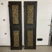 A pair of carved and painted hardwood Indian doors. H.196 W.49cm