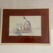 A framed and glazed watercolour, native American portrait study. H.81 W.61cm
