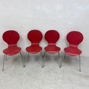 A set of four vintage Eric Jorgensen Rondo style dining chairs by Steel Fix-ables with labels to the