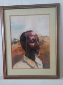 A large framed and glazed acrylic portrait study signed Bob Gardiner and dated 93. 88x70cm