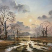 Wendy Reeves (b.1945), a contemporary pastel drawing of a wintry rural landscape, signed to the