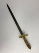 A German hunting dagger with etched decoration to the blade and horn grip by Carl Eickhorn,