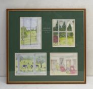 A contemporary set of four watercolour studies collectively titled 'Cortachy: An Insider's View',