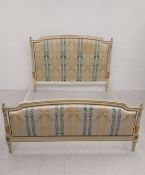 A painted Louis XVI style double bedstead to take a 5ft mattress. (Height of headboard 116cm)