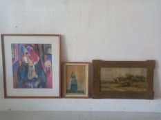 After Karl Schmidt-Rottluff, a large print along with two other prints, all framed and glazed.