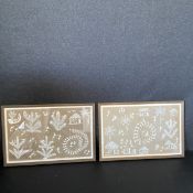 Two Indian School Warli paintings from the tribespeople of Maharashtra each depicting abstract
