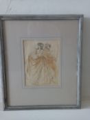 James Govier (1910-1974), pen and ink, Dancing Costers, gallery label verso, framed and glazed.