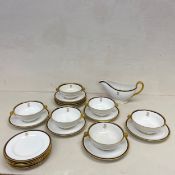 A 19th century part dinner service to include seven small plates, six bowls, nine saucers and a