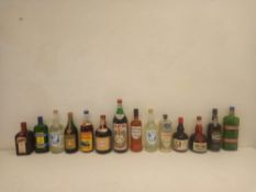 A mixed collection of fourteen bottles of spirits, liqueurs and others to include Bechers, Kord,