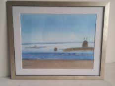 A contemporary watercolour on paper, abstract seascape by Madeline Clarke, signed to the lower right