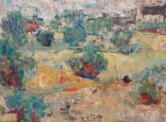 Richard Bellias (1921-1974), a 20th century oil on canvas, Impressionist style autumnal landscape,