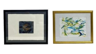 A Rosemary Hurry abstract monoprint 46x56cm and a numbered limited edition abstract lithograph