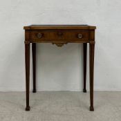 A 19th century flame mahogany and satinwood strung side table fitted with frieze drawer raised on