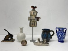 A mixed lot to include a Royal Copenhagen Blanc de Chine artichoke vase, a Victorian cast iron and