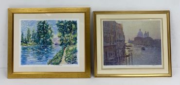 Two contemporary limited edition lithographs to include one titled 'The Jordan River' by Lelia