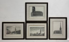 A set of four large modern prints, London churches, framed and glazed. 70x80cm