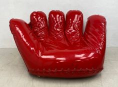 A vintage red latex upholstered 'Joe' baseball mitt lounge chair by De Pas, D’Urbino, Lomazzi for