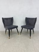 A pair of retro style side chairs on ebonised splay supports. H.82cm