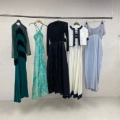 A collection of five ladies' evening dresses to include Belleville Sassoon Lorcan Mullany, Bill