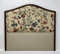 A contemporary mahogany framed needlework headboard. 151x162cm (For a 5ft mattress).