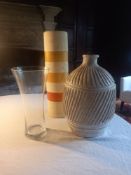 A mixed lot to include a stoneware studio pottery vase with fluted decoration and incised maker's