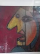Harry Charles Tim (b.1956), a contemporary abstract modernist style acrylic portrait, signed to