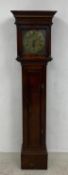 A Georgian oak longcase clock, John Frost Chichester with engraved square brass dial and 30 hour