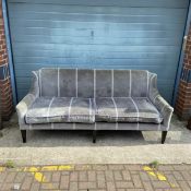 A contemporary Andrew Martin sofa upholstered in duck-egg blue with maker's label. H.89 L.210 D.75cm