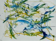 A Rosemary Hurry abstract monoprint 46x56cm and a numbered limited edition abstract lithograph