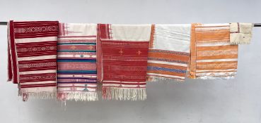 A collection of six Khadi cotton needlework textiles hand-spun by the Munda tribe, Jharkhand, Bihar,