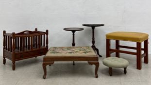 A mixed collection to include a Georgian style mahogany Canterbury magaze rack, two small occasional