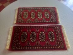 Two small Bokhara table mats. 70x30cm Largest. ** Please note this item can be viewed at our Bath
