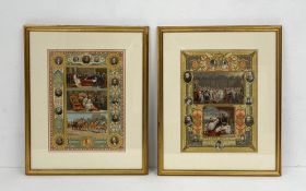 A pair of C.1900 gilt embellished chromolithographs commemorating Queen Victoria's Diamond