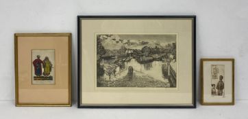Three prints to include an early 19th century hand coloured engraving titled 'Arabian Nobility of
