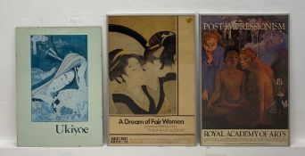 Three large vintage exhibition posters to include two Japanese Ukiyoe, and one Post-Impressionism.