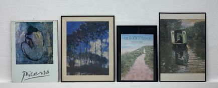 Four large art exhibition and other posters to include Picasso, Monet and Graham Hillier. (Picasso